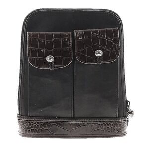 Brighton Black Leather Crossbody Organizer‎ Bag Brown Croc Embossed Details